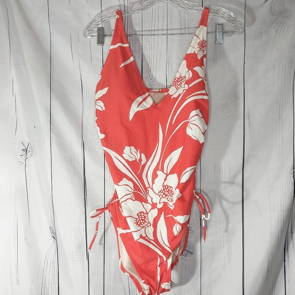 Kona Sol Other - Kona Sol Cinched Sides One Piece Modest Tropical Floral Print Swimsuit